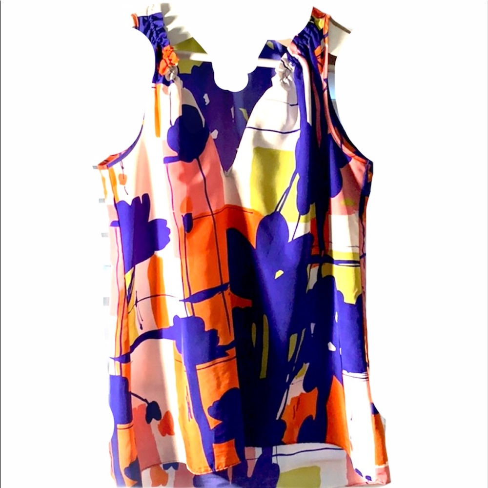 Eight Sixth hi low tank top w/ neck ruffle & vneck